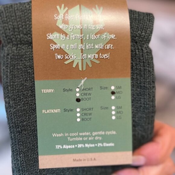 COPY - Alpaca Socks with Image OLIVE Boot Socks - Picture 2 of 3